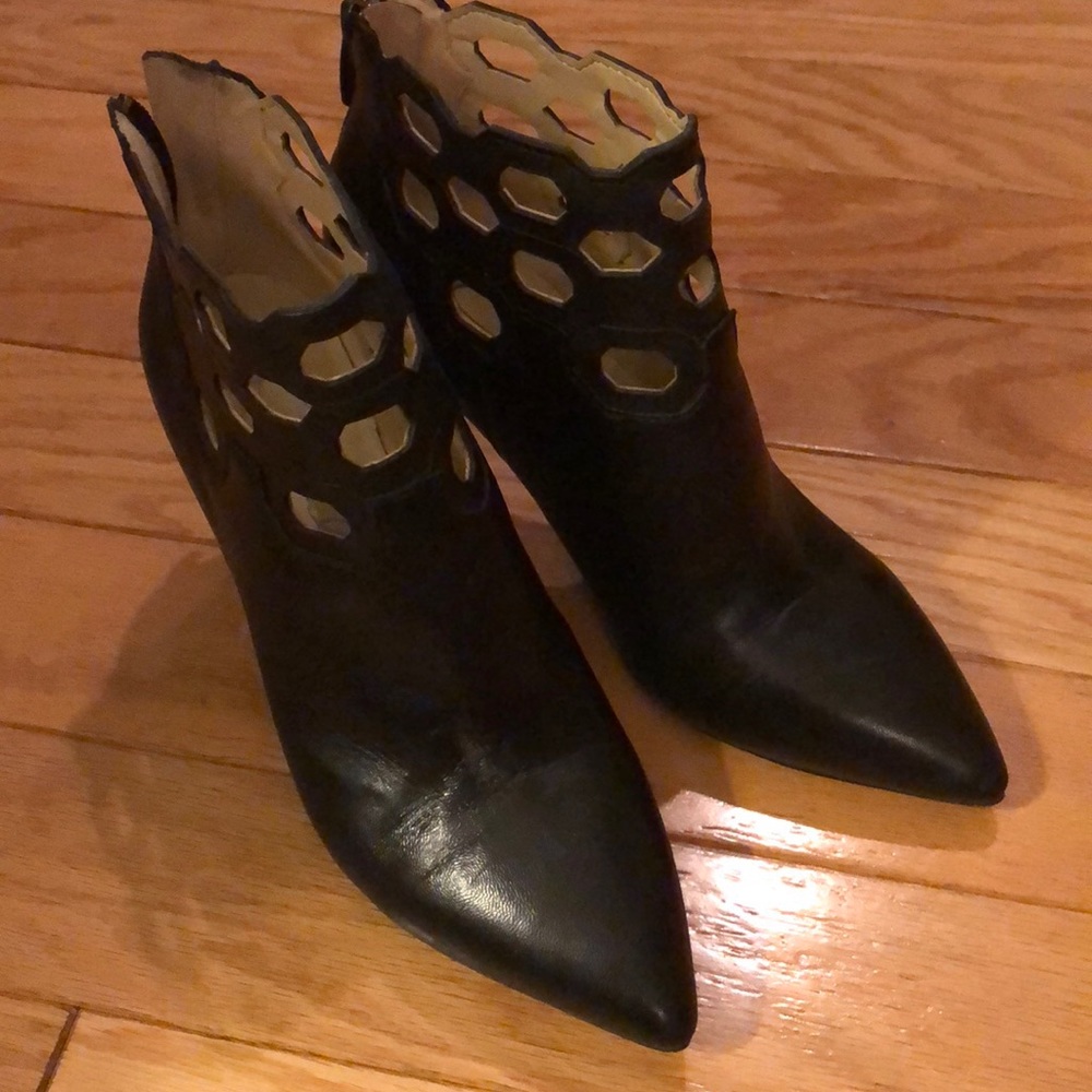 Booties , black leather